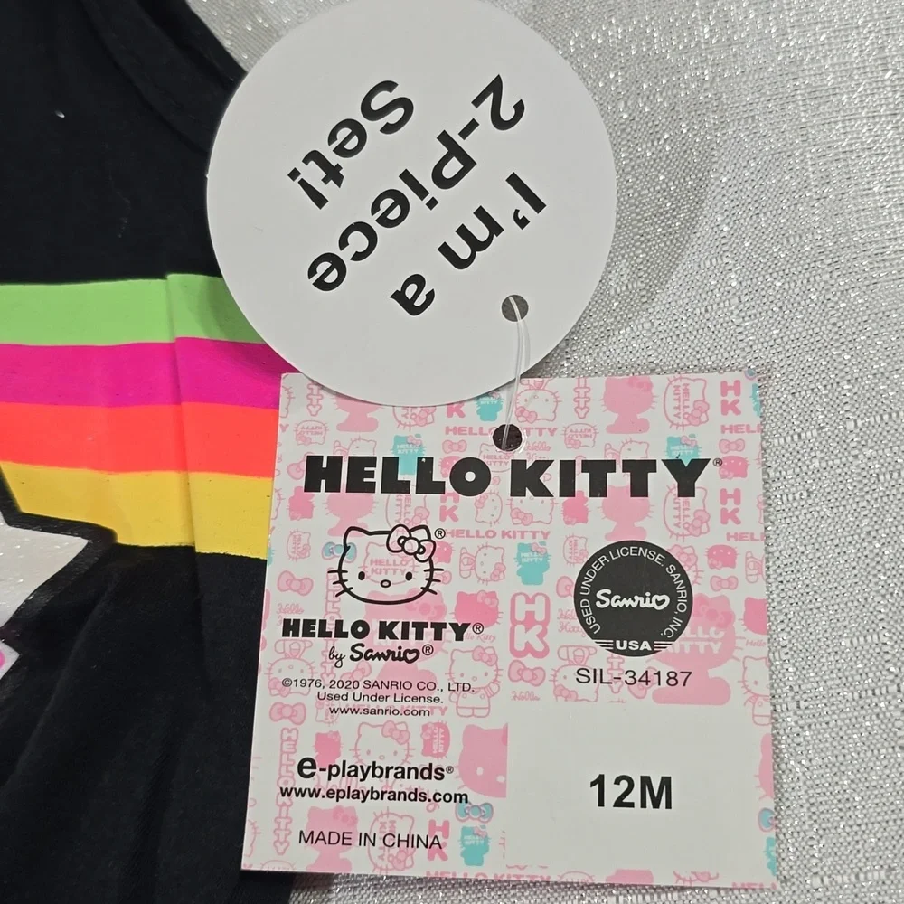Hello Kitty Tank Top & Short Set - Black and Pink Size 12M